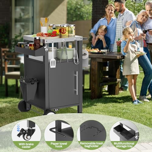 Outdoor Grill Cart with Storage and Wheels
