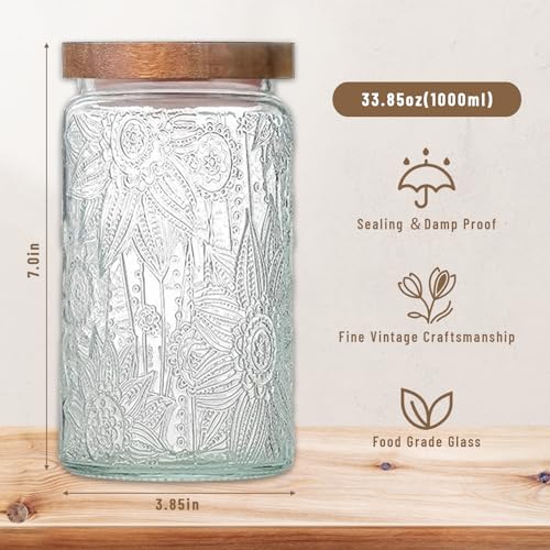 Vintage Glass Jars with Wooden Lids