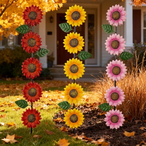 3Pack Sunflower Decorative Garden Stakes (3 Count)