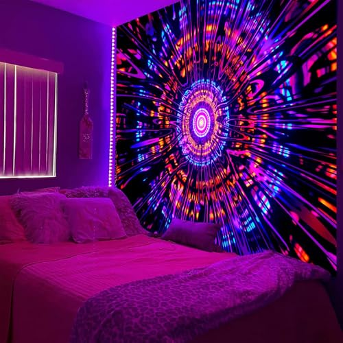 Blacklight Mandala Tapestry for Bedroom