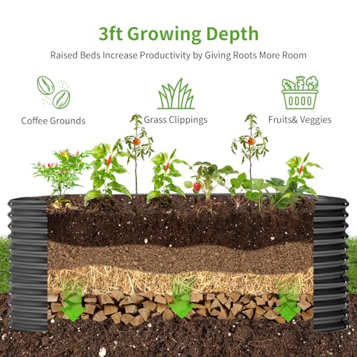 6x3x3ft Oval Galvanized Raised Garden Beds