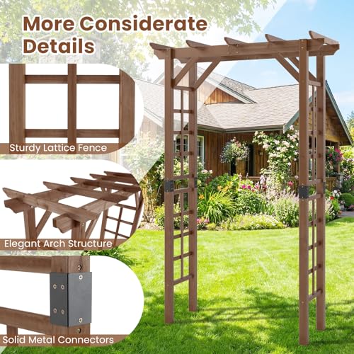 7FT Wood Garden Arbor Trellis