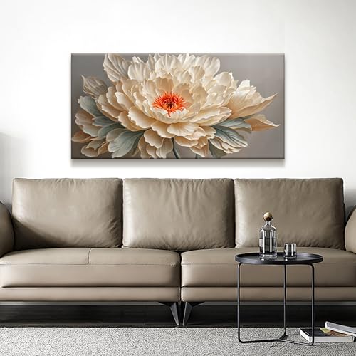 Canvas Art Wall Decor Small Size Modern Minimalist Home Wall Decor Flower Paintings Yellow Flower White Wall Art Prints Floral Art Pictures For Bedroom Kitchen Office Decoration 20" × 40"