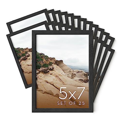 5x7 Black Oak Wood Photo Frame Set of 25
