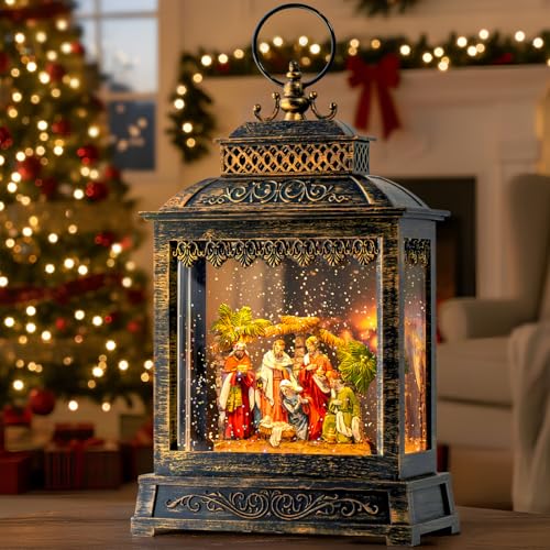 Christmas Snow Globes Lantern Christmas Snow Globe with Music Nativity Scene