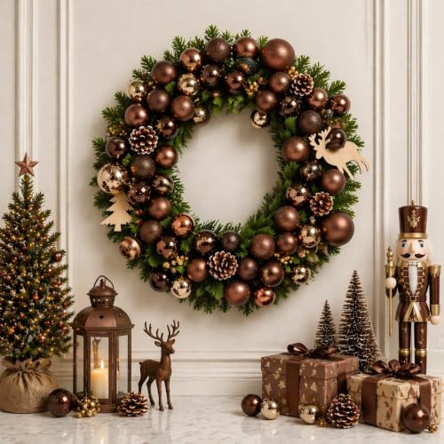 24ct Brown Christmas Ball Ornaments for Tree Decorations (24 Count)
