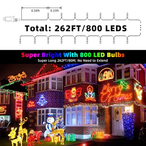 262FT 800 LED Christmas String Lights (262 Foot)
