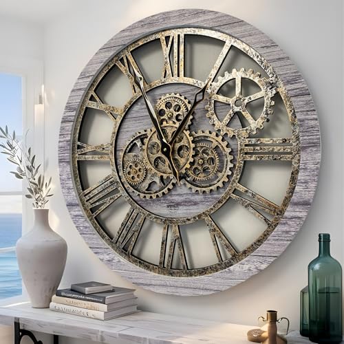 The Gears Clock The Original Real Moving Gear Wall Clock Vintage Industrial Oversized Rustic Farmhouse