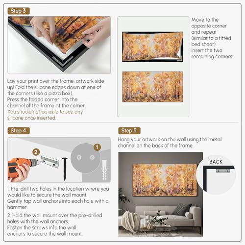 36"x72" Extra Large Framed Wall Art Golden Autumn Forest Path with Vibrant Foliage for Home Living Room Bedroom Decor