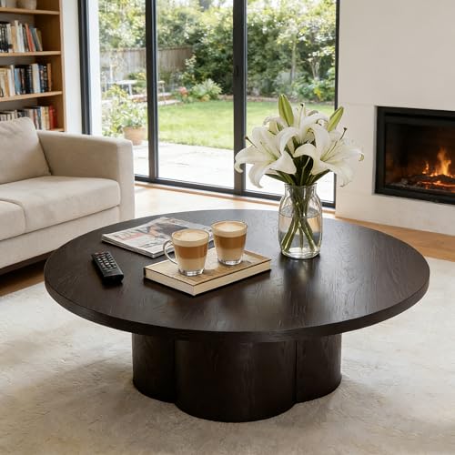 33” Round Wood Coffee Table Small Center Table MDF Side Table Dinning Table Living Room