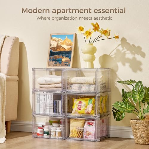 6 Pack Clear Stackable Storage Bins 15QT (6 Count)