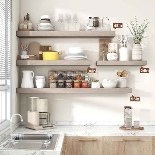 Floating Shelves 55.1" W x 10.3" D Grey Set of 1