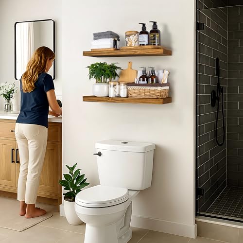 Wood Floating Shelves for Wall 24 inch Set of 2 (2 Count)