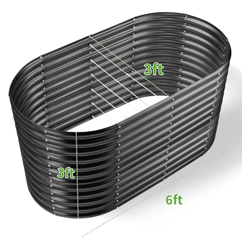 6x3x3ft Oval Galvanized Raised Garden Beds