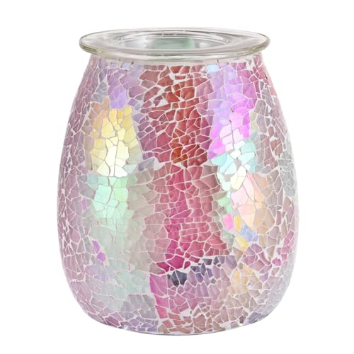 2-in-1 Candle Warmer Lamp, Electric Wax Melt Warmer with Pink Ombre Glass, Night Light & Removable Tray, Flameless Aromatherapy Gift for Home Bedroom Office