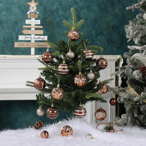 Brown and Gold Christmas Ornaments Set