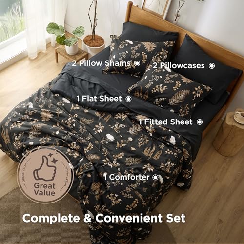 Floral Black Comforter Set