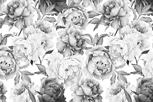 Gray Peonies Wallpaper Watercolor Floral Mural Wallpaper for Nursery (120.75 Sq Ft)