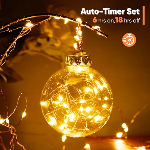 1 Pack 65.6 Ft. Battery Operated Outdoor String Lights with Remote & Timer
