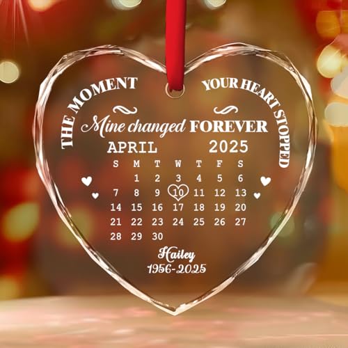 The Moment Heart Stopped Personalized Memorial Glass Ornament