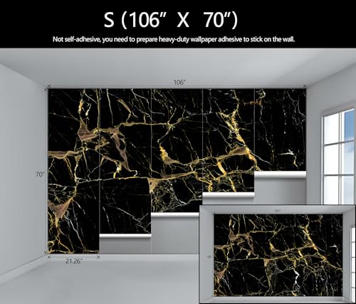 Black Golden Marble Abstract Wallpaper Mural for Living Room