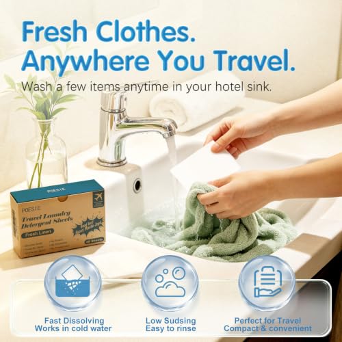Travel Laundry Detergent Sheets Fresh Linen 40 Count