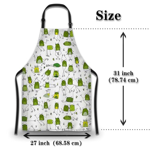 Garden Apron for Women Green Frogs Mans Aprons for Grilling for Kitchen Cooking Restaurant BBQ Painting Crafting Gardening 27”