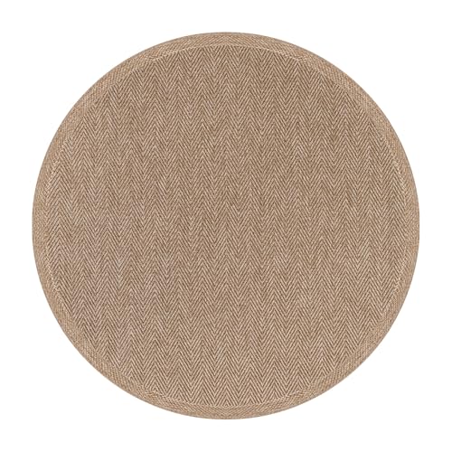Easy Jute Round Rug 4ft Indoor Outdoor Natural Color Fiber Area Rugs for Living Room Patio and Kitchen Rug Herringbone Woven Design Easy (16 Sq Ft)
