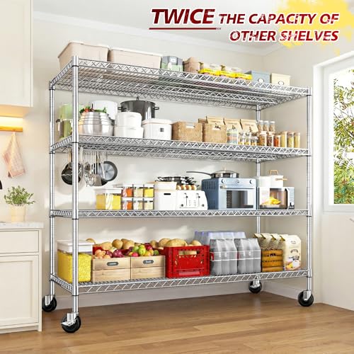 4 Tier Heavy Duty Shelving with Wheels