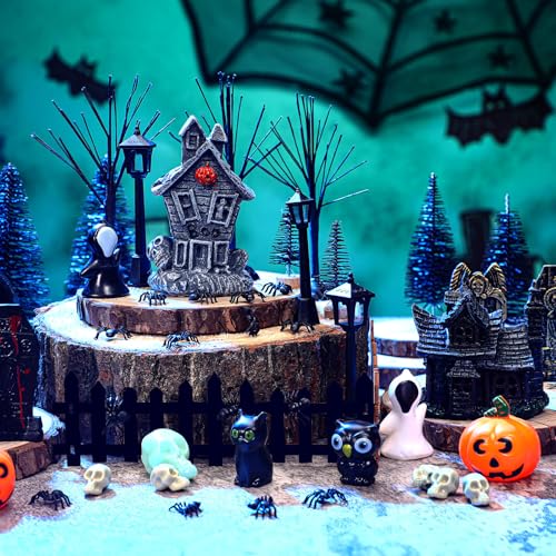 56 Pcs Halloween Village Ornaments Accessories Figurines Set