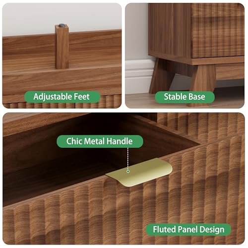 Fluted Dresser for Bedroom with 6 Drawers