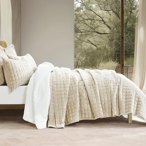 Channel Box Stitch Velvet Quilt Set