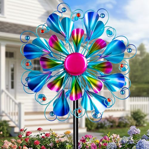 60'' Wind Spinner with Color Glass Ball Solar Lights
