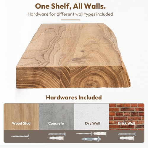 Wood Floating Shelves Live Edge 55” Set of 1