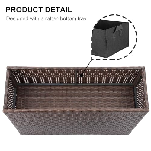 Large Rectangular Planter for Outdoor Rattan Block Box 32x11x24''