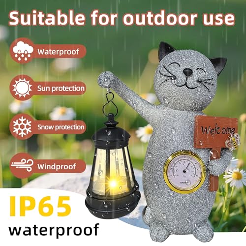 Solar Cat Outdoor Statues for Garden