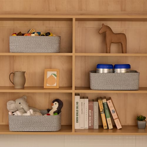 Large Shallow Organizing Baskets 15x11x5.1 Inches (4 Count)