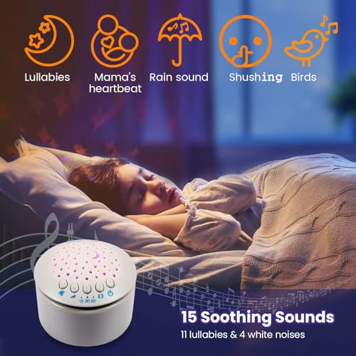 Baby Elephant Soother Toy with Starry Night Light Projector