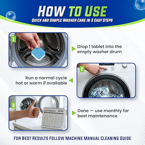 Washing Machine Cleaner Tablets 25 Pack for Front Load Top Load (25 Count)