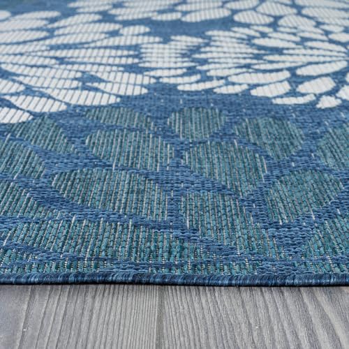 Outdoor Rug 5x7 Modern Exotic Tropical Leaf Area Rugs for Indoor and Outdoor Patio Deck Porch Garden Water Resistant Washable Outside Carpet
