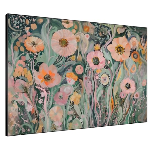 60"x72" Extra Large Framed Wall Art Whimsical Garden Bloom