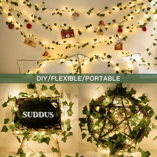33FT 100LED Ivy Vine Fairy Lights Battery Operated Copper Wire