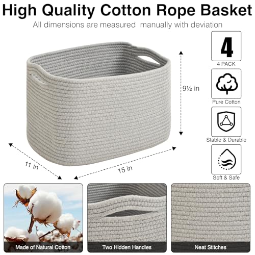 Storage Baskets for Organizing & Shelves (4 Count)