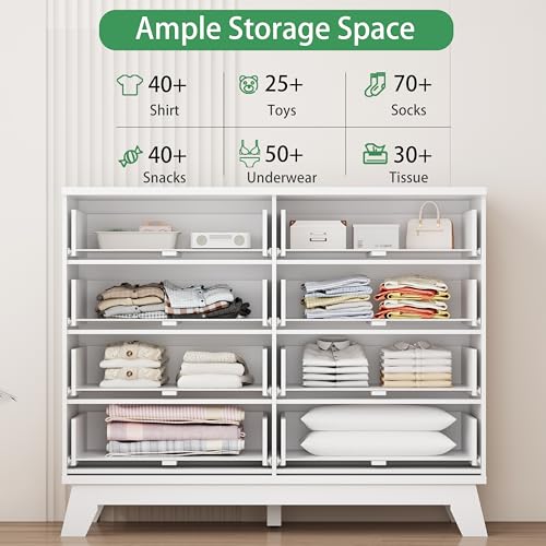 Fluted Dresser for Bedroom with 8 Drawers