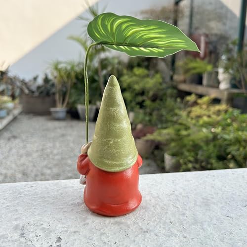 Garden Female Gnome Statue Decoration with Leaf Umbrella