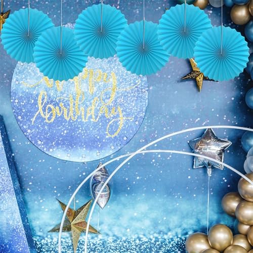 Blue Hanging Paper Fans 16in Hanging Paper Fans DIY Set (30 Count)