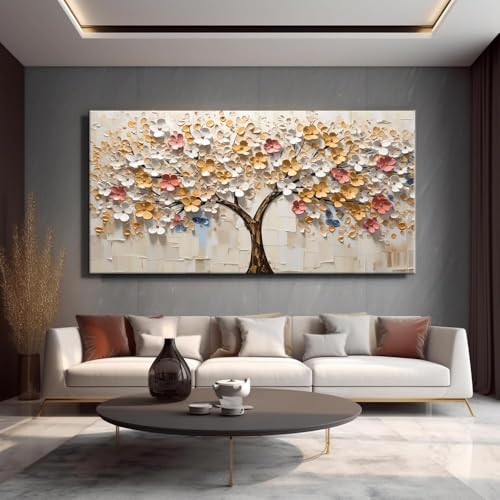 Abstract Wall Art Teal Nature Tree of Life Canvas Painting Picture
