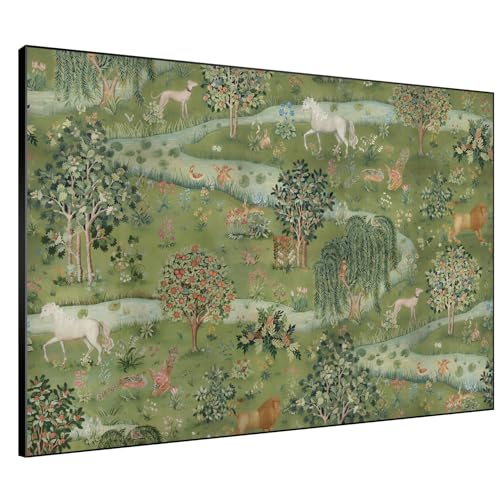 60"x72" Extra Large Framed Wall Art Medieval Fantasy Forest with Woodland Animals