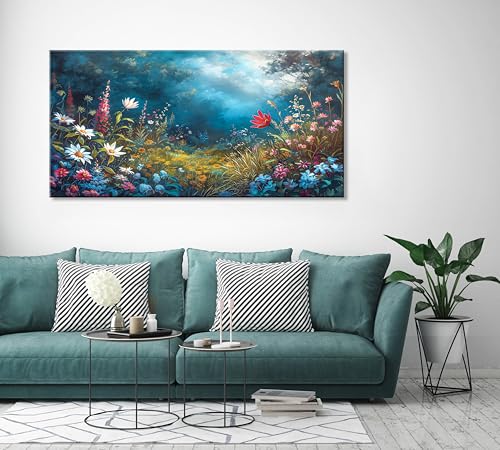 Beautiful Colorful Grassland in Forest Landscape Wall Art Decor Artwork for Bedroom