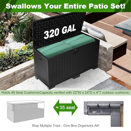 320 Gallon Deck Box with 6 Waterproof Foot Pads